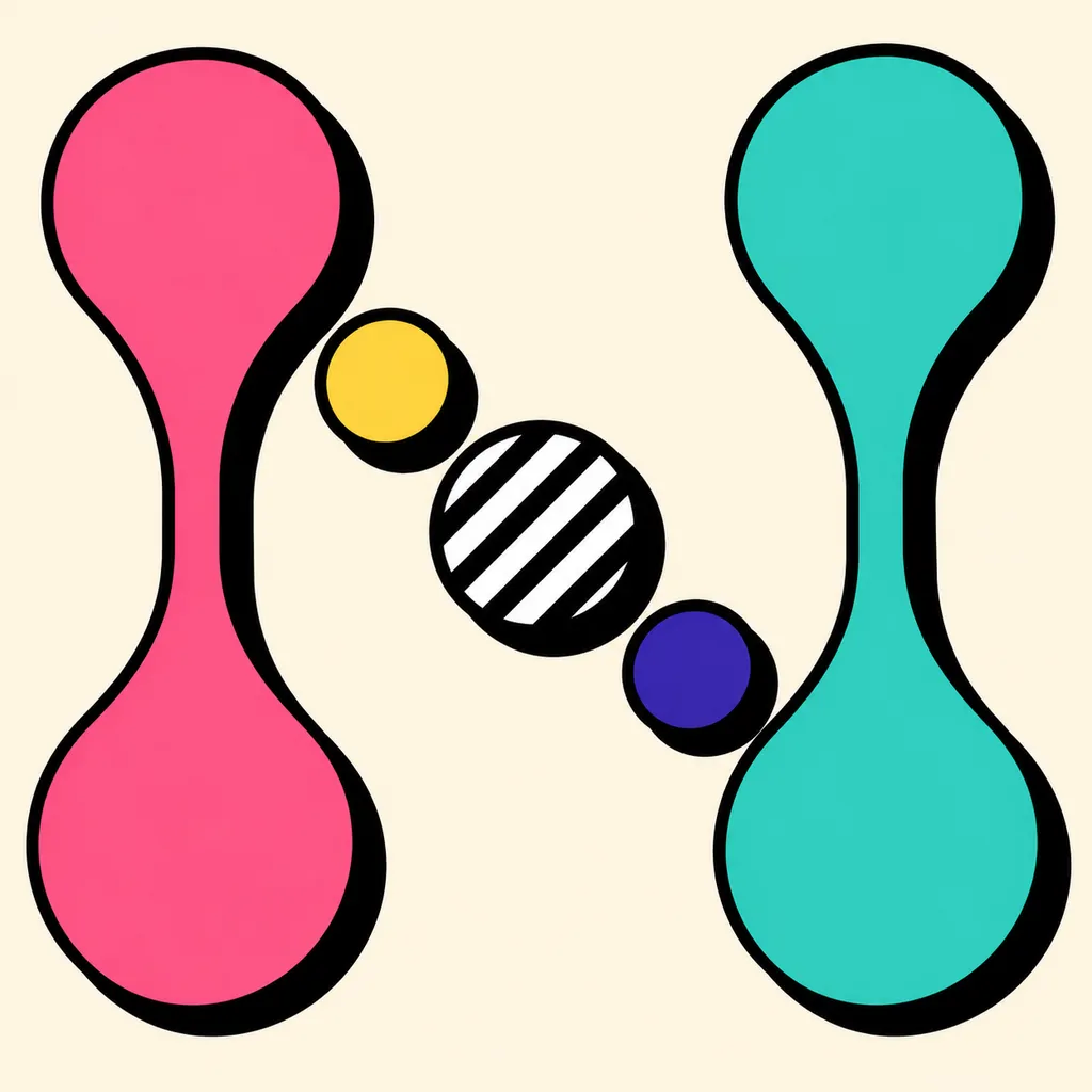 Das Logo von Neural Technology, neu interpretiert im Stil „Memphis“