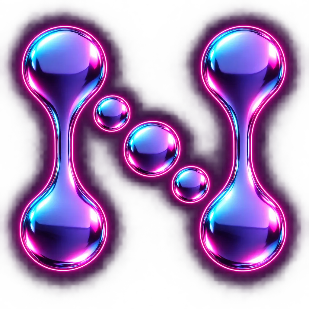 Das Logo von Neural Technology, neu interpretiert im Stil „Synthwave“